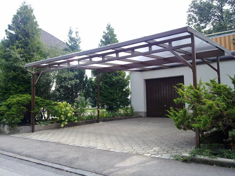 Aluminium Carport München mit Flachdach 5 x 3 m für PKW Motorrad Hänger  Boot Überdachung dunkelgrau anthrazit