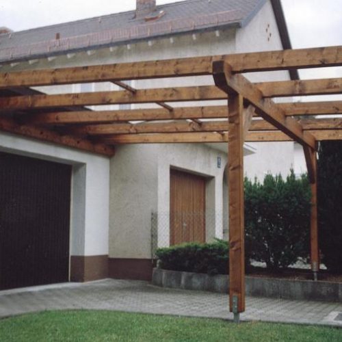 Carport aus Holz mit Glaselementen