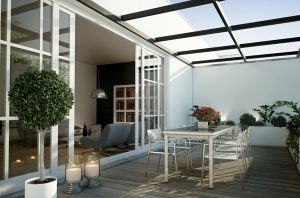 Gemütliche überdachte terrasse